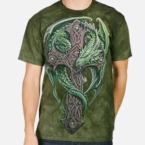 The Mountain Woodland Guardian T-Shirt Size L  Dragon Celtic Cross Anne Stokes